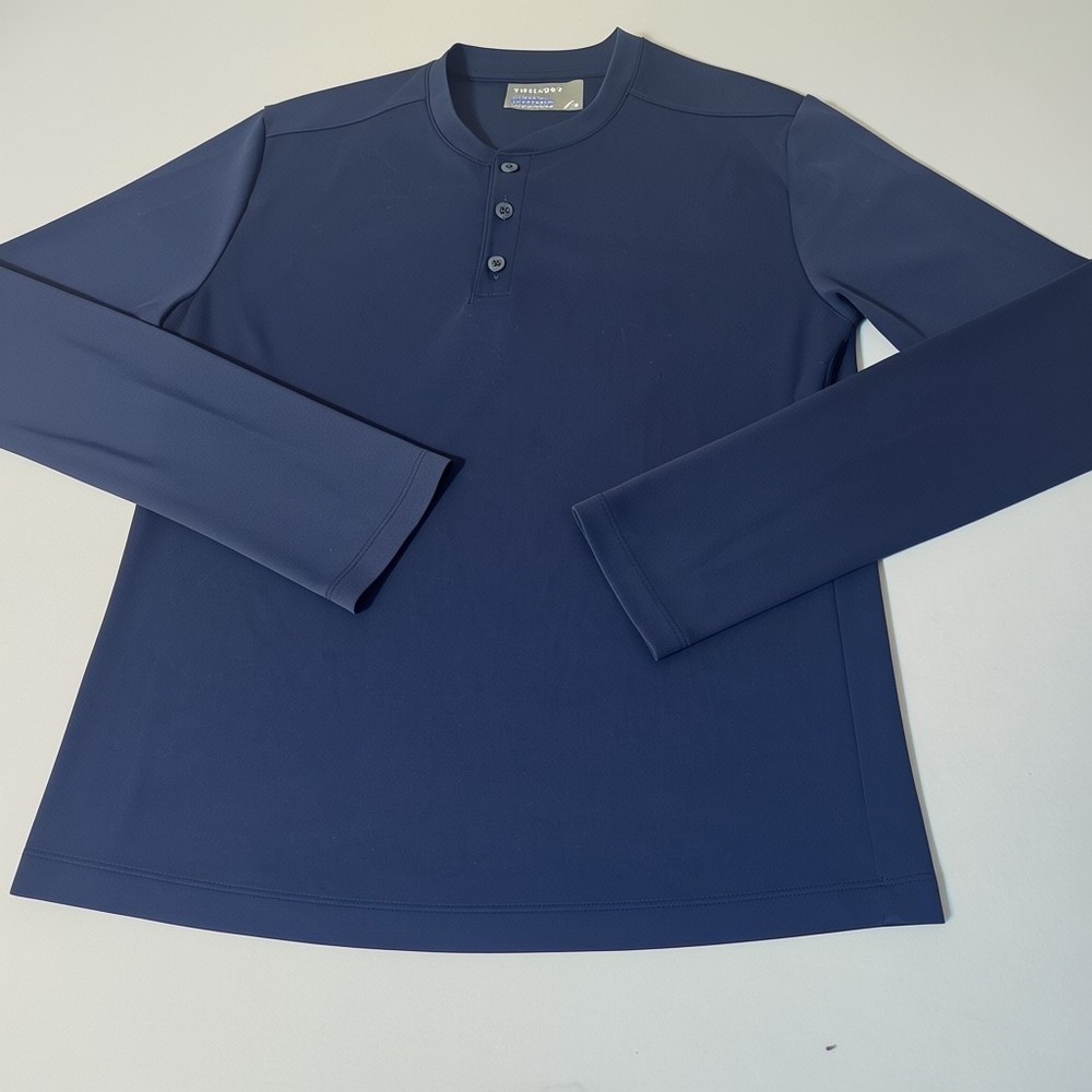 Twillory Henley Mens Medium Navy Blue Athleisure Long Sleeve Performance Shirt M